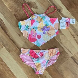 Care Bears Two Piece Tankini Swim Suit - Size M (7/8)